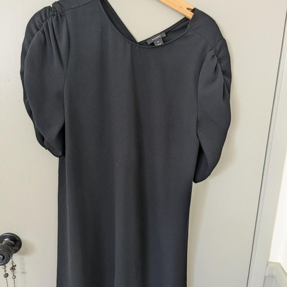 Halogen Women's Black Dress Small Ruffle Puffy Sleeves